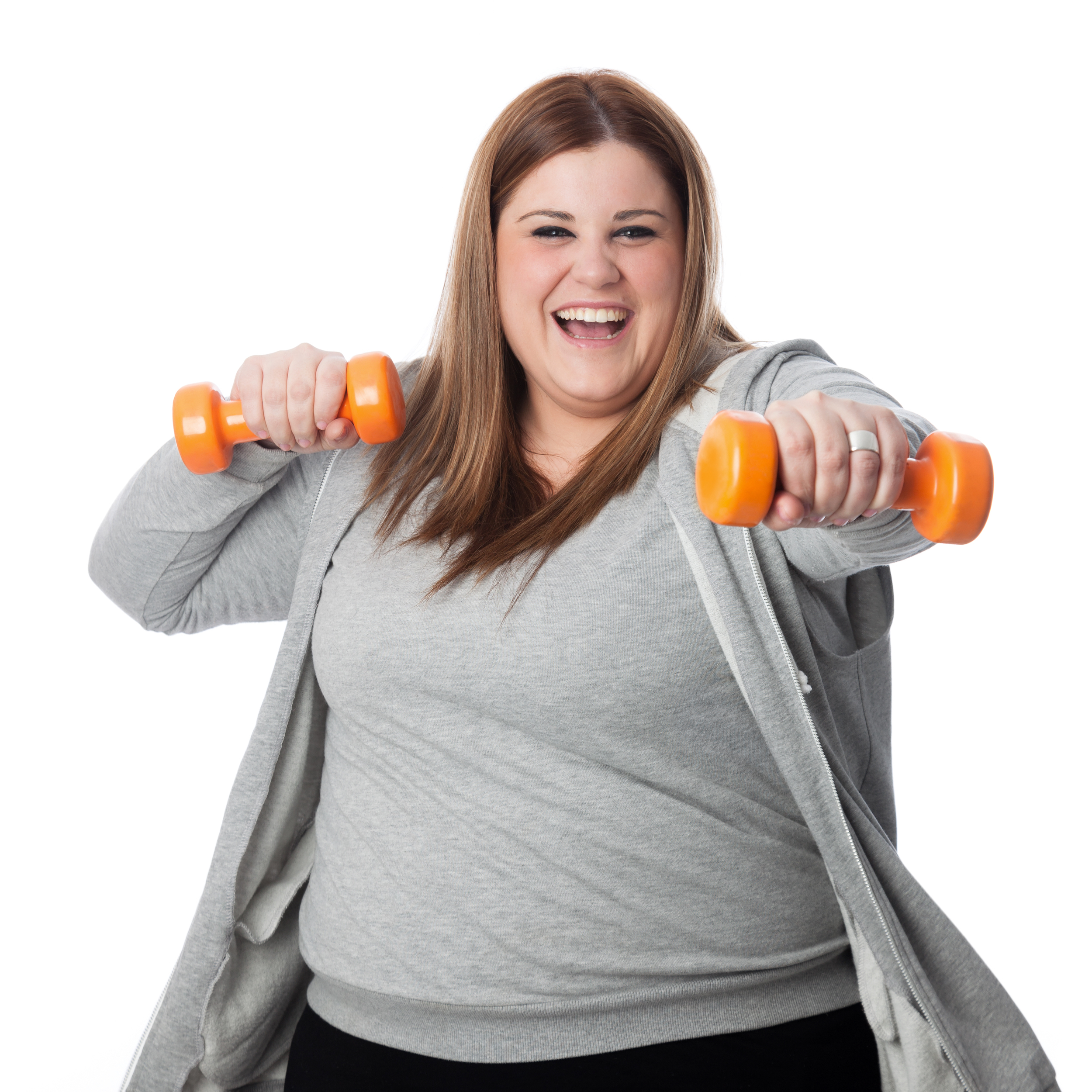 Woman exercising with dumbbells.